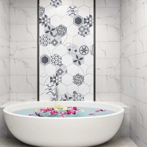 Industrial Style Hexagonal Tile Stickers Bathroom Kitchen Home Non-slip Floor Vision DIY Stitching Wall Stickers Mural PVC