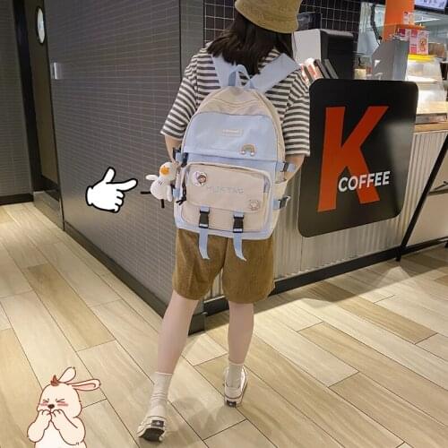 2021Women Waterproof Cute Backpack Nylon Female Harajuku School Bag College Lady Kawaii Backpacks Fashion Book Girl Bags Student