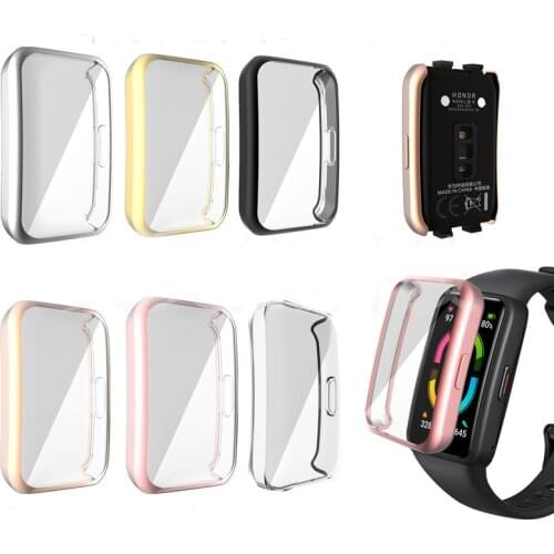 TPU Soft Full Screen Glass Protector Case Shell Edge Frame For Huawei Honor Band 6 Smartband Band6 Protective Bumper Cover