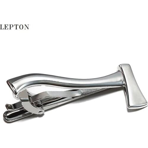 Lepton Silver color Axe Tie Clips Pin Fashion Metal Axe Tie Bars Skinny Glossy Clasp Tie Bar Wedding Slim Tie Clip For Mens
