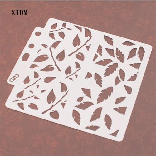 Green leaf plastic mold shield DIY cake scrapbook stencils hollow Embellishments printing lace ruler Valentines Day