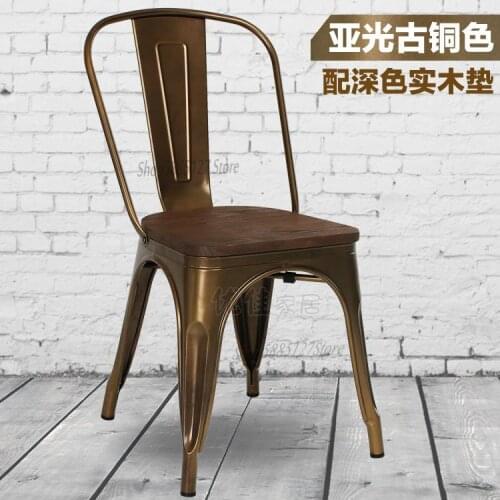 Iron Dining Chair Iron Chair Coffee Restaurant Creative Seat European Retro Old Industrial Style Simple Metal Chair
