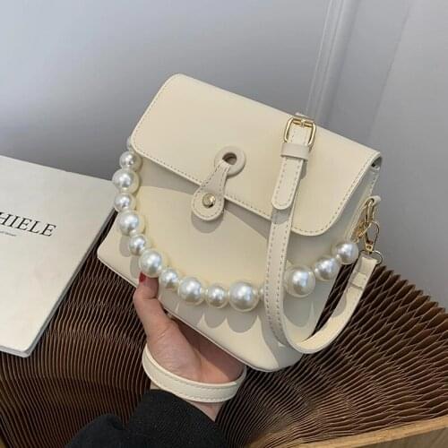 Pearl Fashion Female Tote Bag 2021 New High Quality PU Leather Womens Designer Handbag High capacity Shoulder Messenger Bag