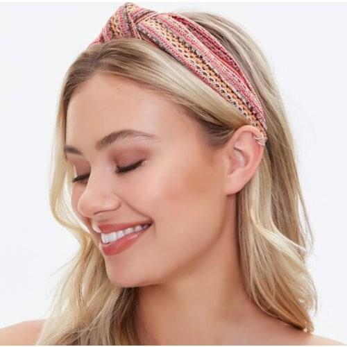 Haimeikang Knotted Wide Hair Bands Vintage Embroidery Headbands Women Hair Hoop Hairbands Fashion Bezel Hair Accessories