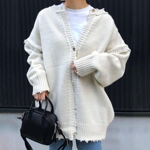 Women Knitted Cardigan Sweaters Fashion Spring Autumn Two-wear Korea New Style Sweater Coat Chic Womens Casual Loose Tops
