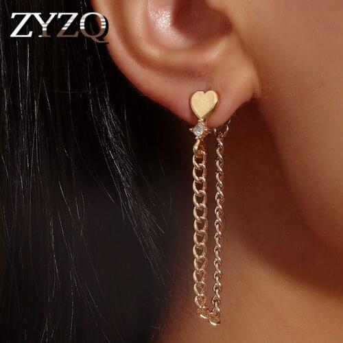 ZYZQ Long Tassel Heart Earrings Temperament Sweet Women Accessories Love Jewelry Delicate Girls Gift Wholesale Lots Bulk