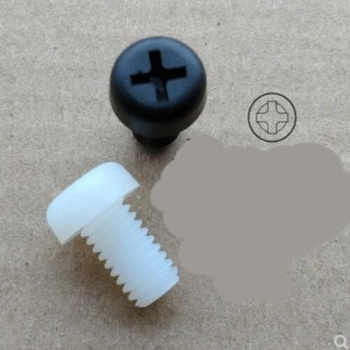 20/50X M2 M2.5 M3 M4 M5 M6 Metric Threaded Black White Nylon Plastic Phillips Pan Head Cross Round Screw Bolt length 5mm-40mm