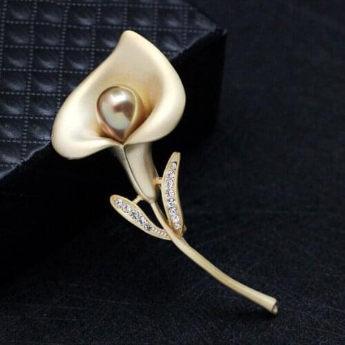 2021 Fashion Jewelry Vintage Crystal Morning Glory Flower Brooch Charm Jewelry Dumb Gold Bride Wedding Pins Brooches for Women