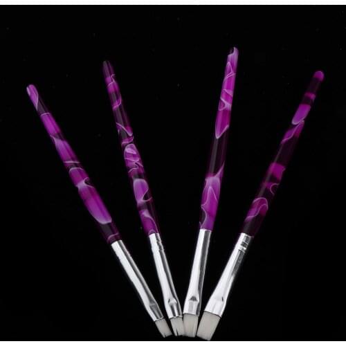 4x Nail Art Gel Design Pen Flat Painting Polish Brush Drawing Manicure Tools