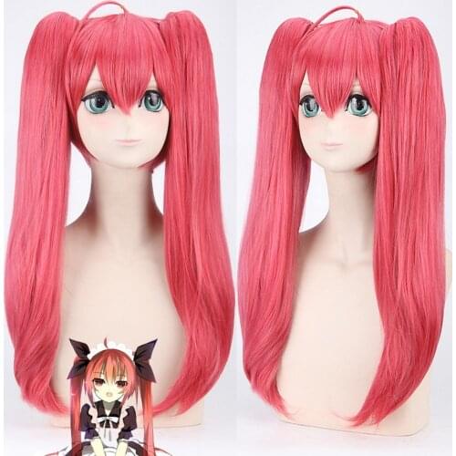 70cm DATE A LIVE Itsuka Kotori Red Wig With 2 chip Ponytails Anime Cosplay Wigs Women Long Heat Resistant Synthetic Fake Hair