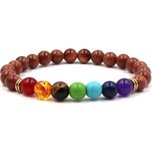 8mm tg435 mulitcolor rainbow elastic Lava Natural Stone Beads agate Onyx Bracelet Buddha Sandstone lapis lazuli Jewelry
