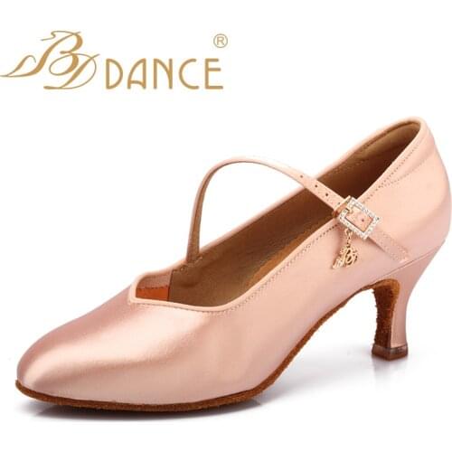 BD Dance Shoes Ballroom Latin shoes Modern Jazz woman dance shoes Satin resistant and comfortable soft Sole 138 Free Shipping