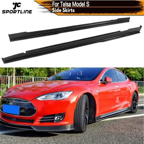 Side Skirts Extenion Lips Aprons for Tesla Model S Base 70 70D 85 85D P85D Sedan 4-Door 2012 - 2016 Carbon Fiber / FRP 2PCS/Set