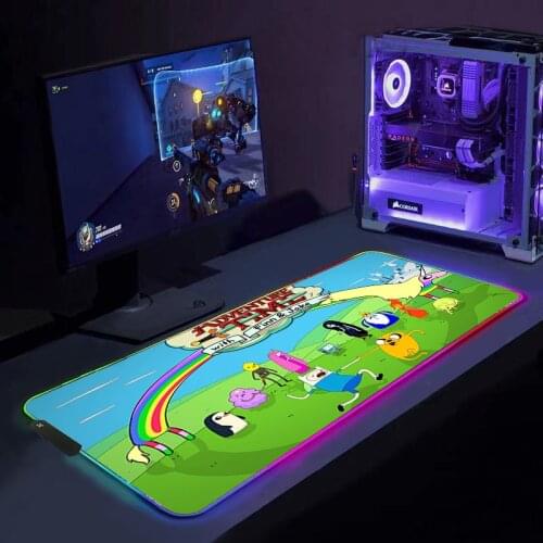 Anime Adventure time RGB Large Mouse Pad Big XXL Mouse Mat Anime Mouse Carpet Esport Computer Mousepad Led Backlight Mause Pad