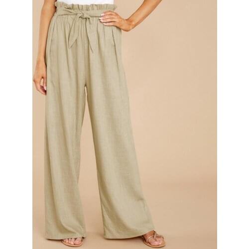 Woman Pants Fashion Draped Pant Female Elastic Waist Casual Breathable Loose Straight Trousers for Home