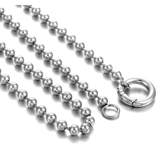 Mesinya 10 pcs womans 316L Stainless steel 32'' 4mm width Ball Beads spring clasp chain necklace