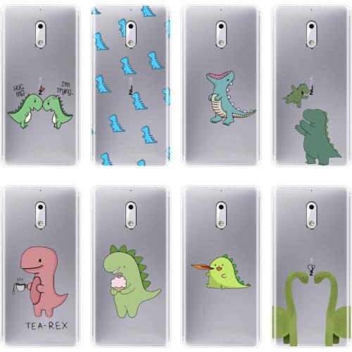 TPU Kawaii Dinosaurs Cartoon Funny Girl Animal Back Cover For Nokia 8 6 5 3 2 1 Soft Silicone Phone Case For Nokia X6 7 Plus
