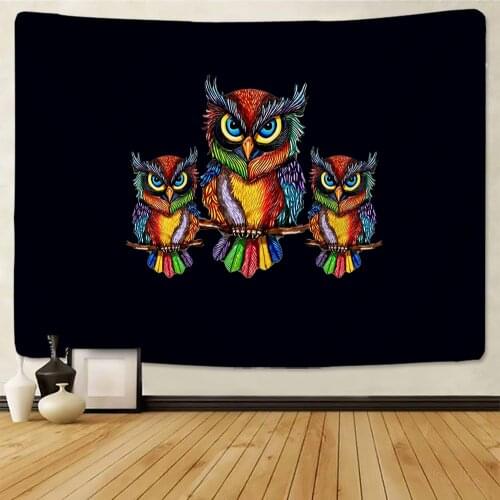 Colour Feather Abstract Owl Tapestry Indian Bohemia Hippie Witchcraft Beach Towel Home Dormitory Decorative Tapestry