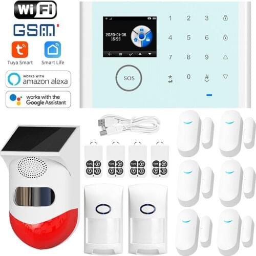 Angus Wifi Home Security Siren Alarm System with Remote Control Outdoor Infrared Alarm Intercom Door Opening Sensor