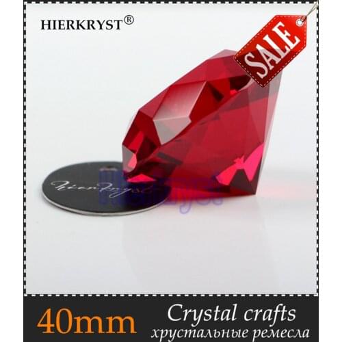 HIERKYST 5pcs Red Glass Crystal Diamond Paperweight Rainbows Cut Crafts Wedding Decoration Europe Style Ornaments 1.57" 88-3A