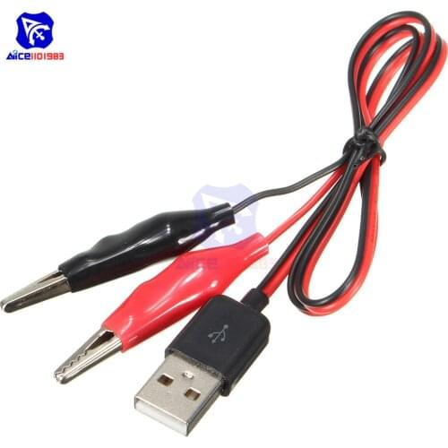 Diymore Alligator Test Clips Clamp to USB Male Connector Power Supply Adapter Wire Length 60cm