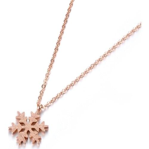 JeeMango Fashion Frosted Snowflakes Chain & Link Necklaces Jewelry Titanium Steel Chokers Necklace For Women Collier N18016