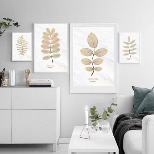 Nordic Modern Style Different Leaves Plant Canvas Painting Minimalist Posters Prints Wall Pictures For Home Living Room Decor