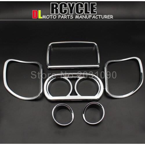 Chrome Inner Fairing Trim Kit Gauge Radio Bezel Speaker Cover Trim For 2015-2017 Harley Davidson Touring Electra Street Tr Glide