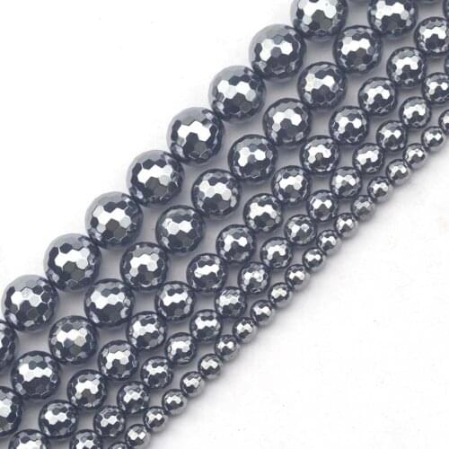 Round faceted Natural Terahertz beads natural energy stone beads DIY loose beads for jewelry making strand 15"