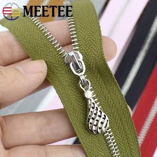 Meetee 2pcs 40cm 3# Open-End Metal Zippers Auto Lock for Bags Clothes Pocket Shoes Coat DIY Sewing Garment Tools Accessory