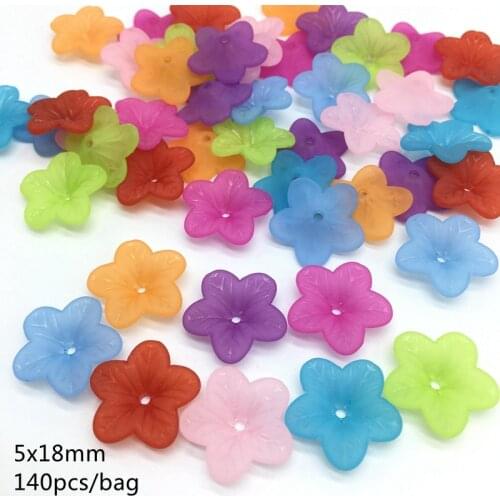 Meideheng Multi 5 Petal Flowers Acrylic Beads Translucent Dull Polish Beads Fit Jewelry Handmade DIY Craft Accessories 140pcs