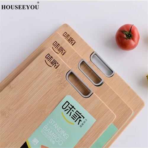 HOUSEEYOU Standing Cutting Board Bamboo Wood Chopping Blocks Fruits Meat Fish Vegetable Cutting Blocks Kitchen Utensil Supplies