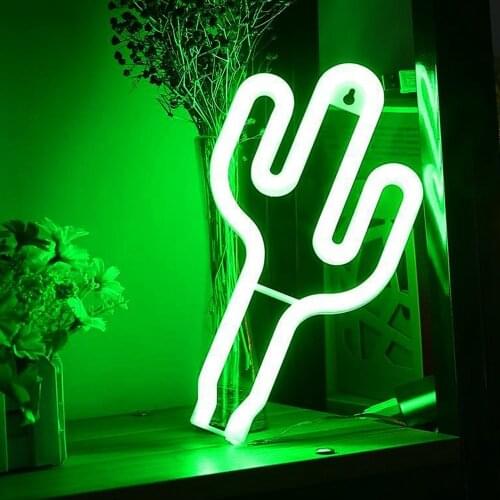 Cactus Neon Light Party Wall Hanging LED Neon Sign for Xmas Shop Window Art Wall Decoration Neon Lamp USB Battery Powered