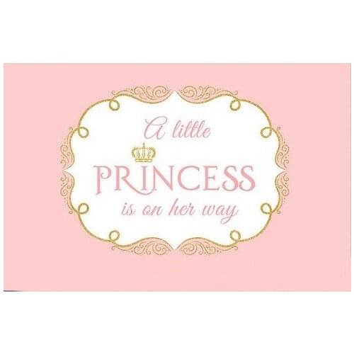 Custom Royal Little Princess Pink Gold Glitter Crown backdrop High quality Computer print party background