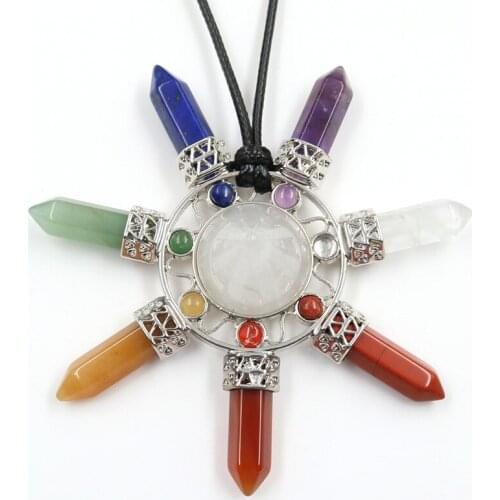Silver Plated Pyramid Energy Converter Many Colors Quartz Stone Pendant Rope Chain Necklace Healing Chakra Jewelry