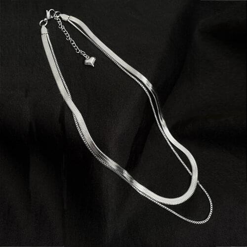 Simple Double Silver Snake Bone Chain For Necklace Girl Temperament Clavicle Chain Personality Choker Trendy Vintage Accessories