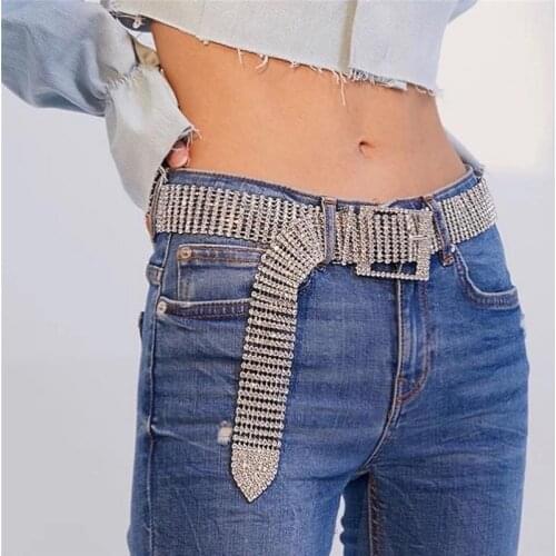 Luxury Glitter Womens Belt Waistband 10 Rows Full Rhinestone Fashion Body Jewelry Dress Belt Chain Shiny Casual Crystal Belt