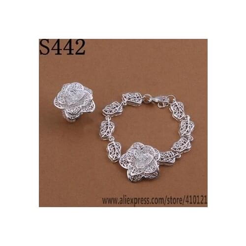 S442 Lucky Charm Silver Color Jewelry Sets For Women Jewelry Lady Accessories Fashion Set Bracelet Ring /djmamata Hxuaqpba