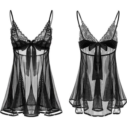 Sexy Lingerie Women Sleepwear Sexy Slit Bandage Nightgown Cross Straps Beauty Back Embroidery Nightdress Temptation Perspective