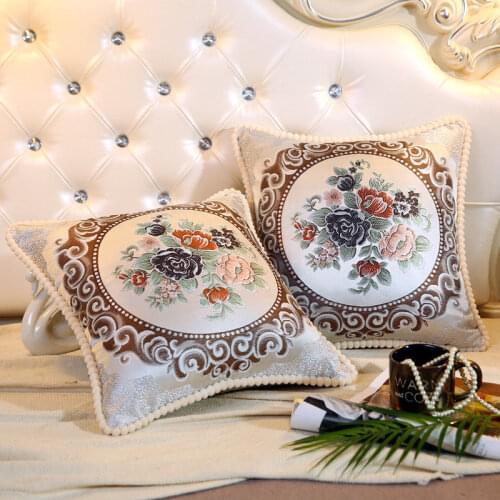 European Style Light Luxury Jacquard Cushion Cover, Living Room Sofa Cushion, Removable And Washable Car Waist