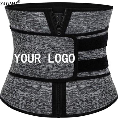 YAGIMI Waist Trainer Logo Print Body Shaper for Weight Loss with Button Zipper Fitness Trimmer Slimming Sauna Sweat Girdle