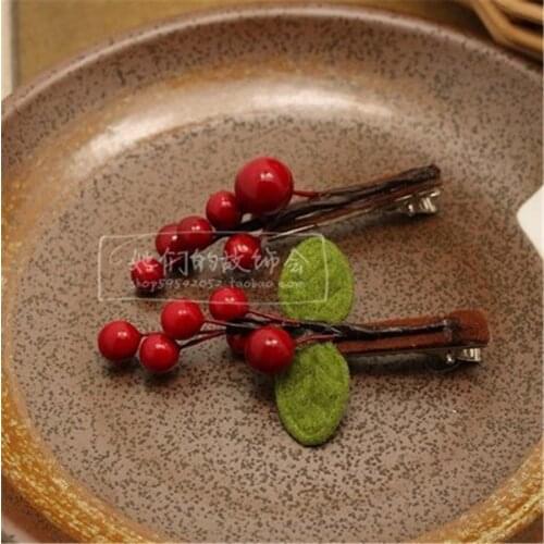 Handmade Hair Clip Lovely Berry Hair Accessories Girls Cute Headwear H