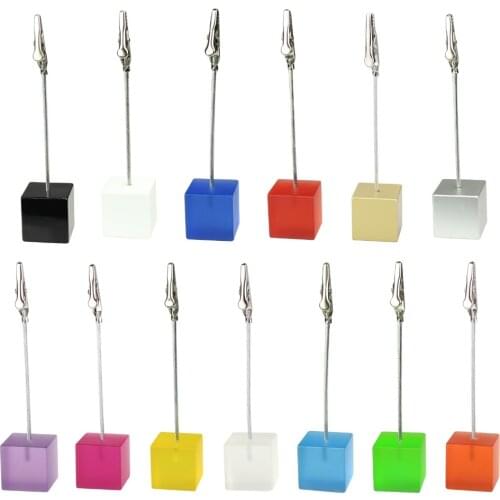Color Cube Stand Alligator Wire Photo Clip,Memo Card Holder,Table Wedding Party Place Favor,Customized Gift Note Clamp