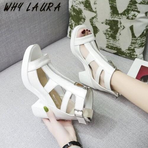 R Ladies Inner Raise Sandal 2021 Summer Wedge Heel, Platform Platform Sandal with Platform Platform, PU Leather, Zipper, Platfor