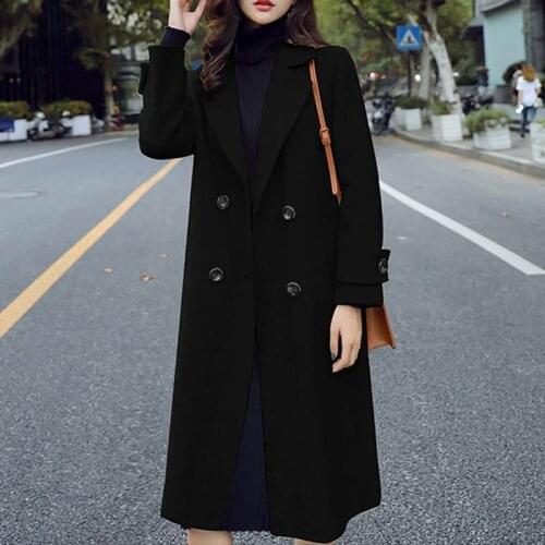 2020 New Autumn Winter Woolen Coat Medium Length Womens Long Sleeve Coat Casual Versatile Temperament Fashion Trend