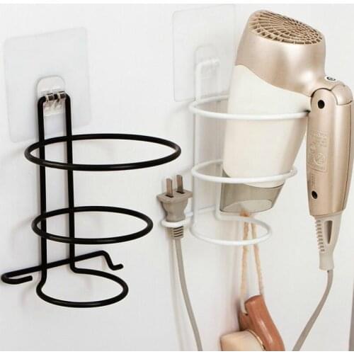 1pcs Iron Wall Mounted No Drilling Hair Dryer Stand Hotel Bathroom Shelves Shelf Storage Hairdryer Rack Holder Hanger