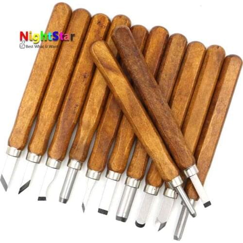 12pcs/Set Wood Carving Chisels Knife For Basic Woodcut Working DIY Tools and Detailed Hand Tools /Imitation mahogany
