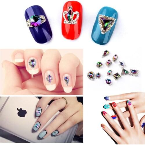 12pcs Nail Jewelry Flame Drill Multicolored Allotype AB Drilling Not Falling Colorful Glass Drill Turntable