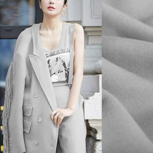 150CM Wide 750G/M Weight Camel Color Gray Tassels Lambsdown Wool Fabric for Autumn Winter Scarf Jacket Dress Outwear DE866