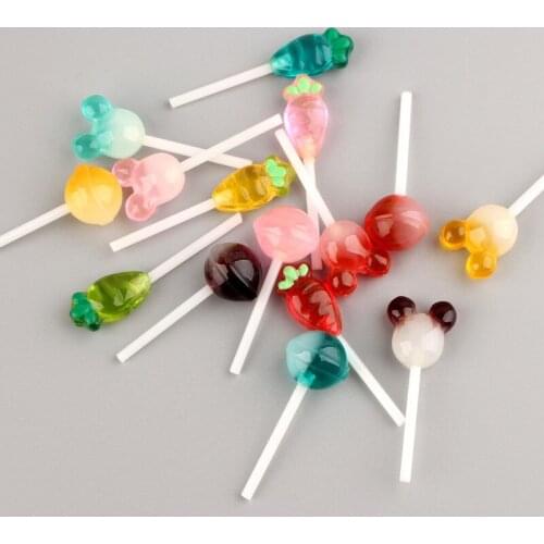 30Pcs Imitation Lollipop Resin Accessories DIY Craft Supplies Kids Food Toys Key Chain Pendant Phone Shell Patch Arts Materials